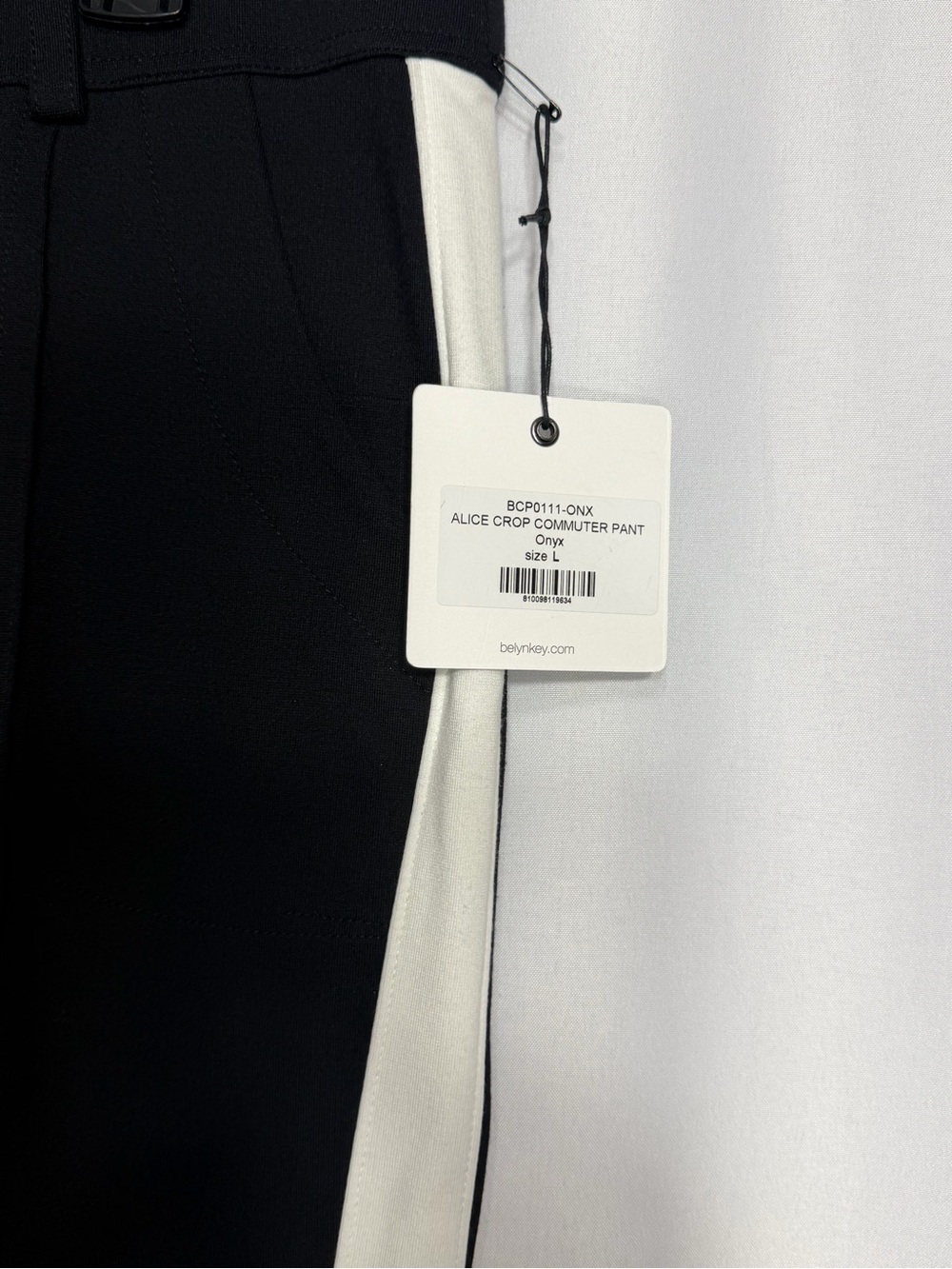 Belyn Key Black Pants with White Side Stripe size L new w tags - Picture 3 of 12